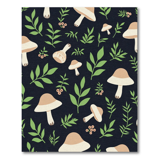 Mushroom Forest Deep Blue Foliage Rug