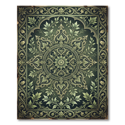 Elegant Verdant Foliated Floral Medallion Rug