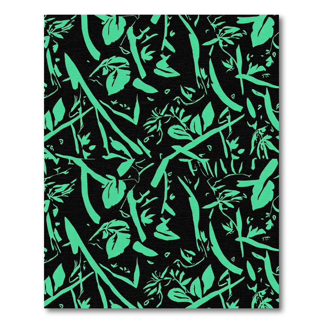 Vibrant Teal Botanical Abstract Rug