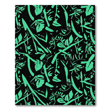 Vibrant Teal Botanical Abstract Rug