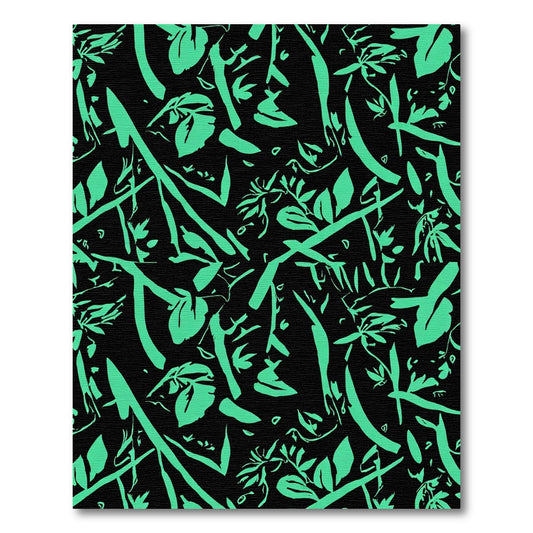 Vibrant Teal Botanical Abstract Rug