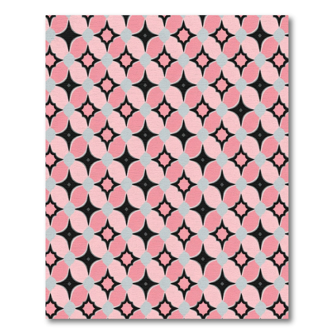 Pink Gray Black Starburst Overlay Rug