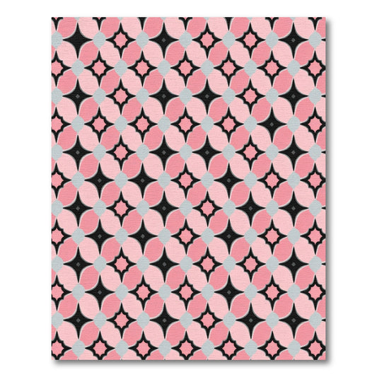 Pink Gray Black Starburst Overlay Rug