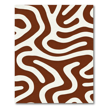 Brown Cream Abstract Organic Lines Rug