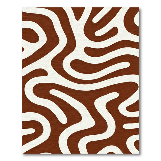 Brown Cream Abstract Organic Lines Rug