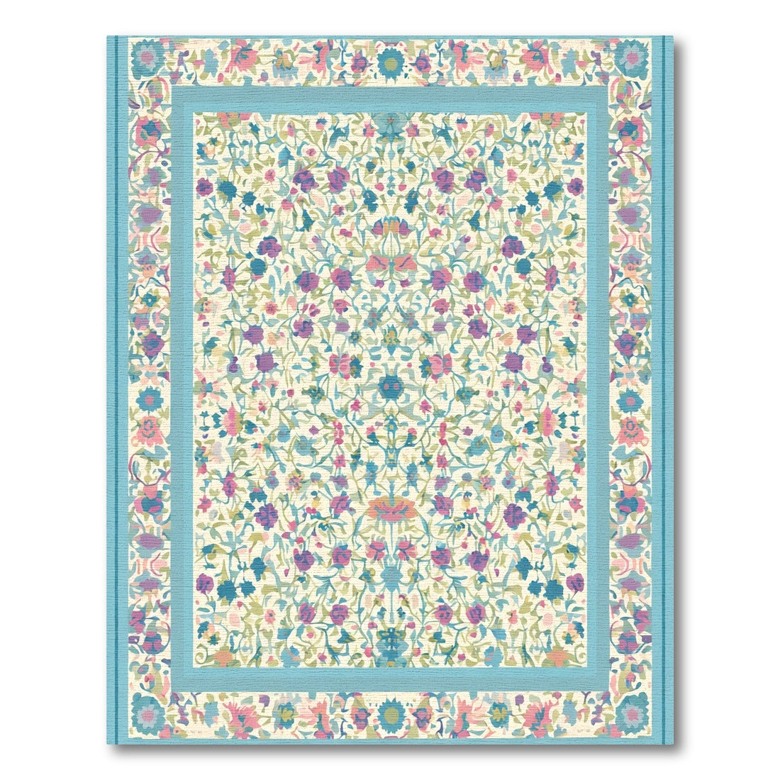 Pastel Floral Botanic Garden Medallion Rug