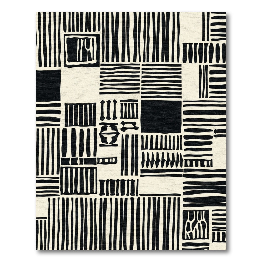 Bold Black White Patchwork Stripes Rug