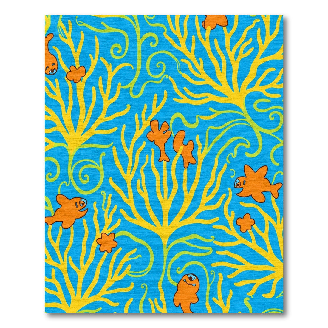Whimsical Orange Fish Coral Garden Rug