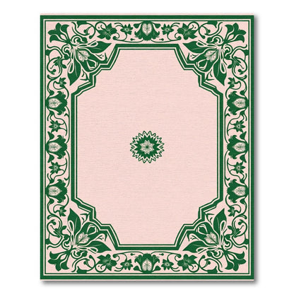 Green Floral Border With Center Medallion Rug
