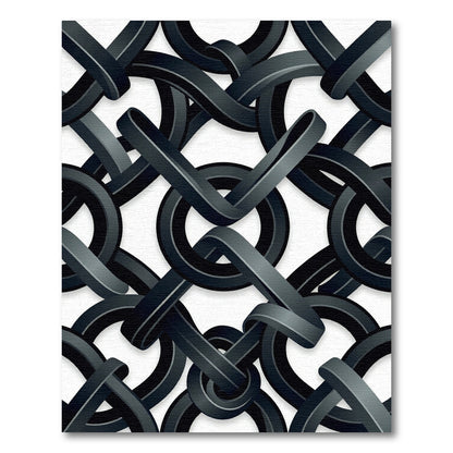 Dark Gray Interlocking Ribbon Weave Rug