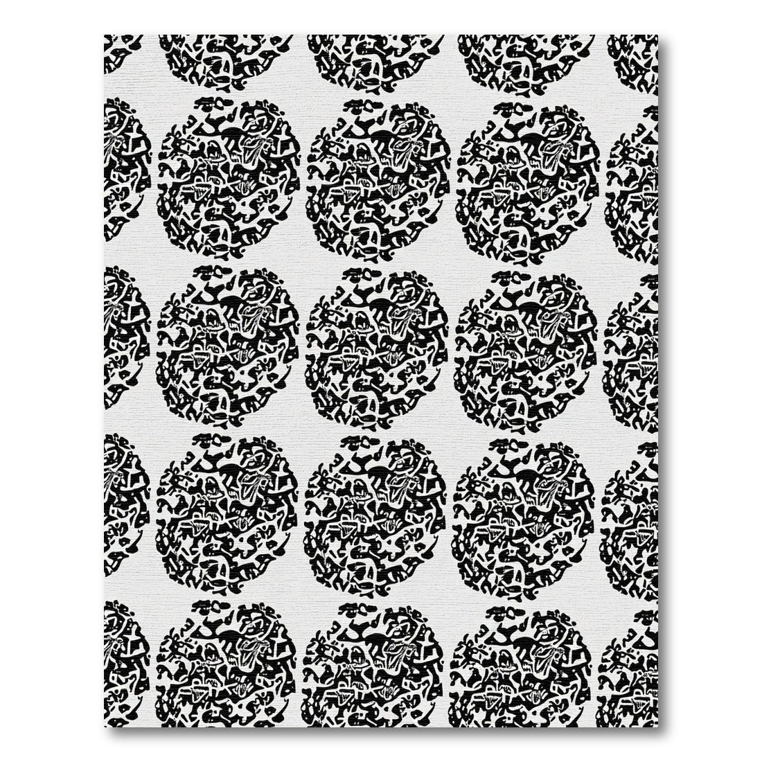 Black Abstract Orb Graphic Rug