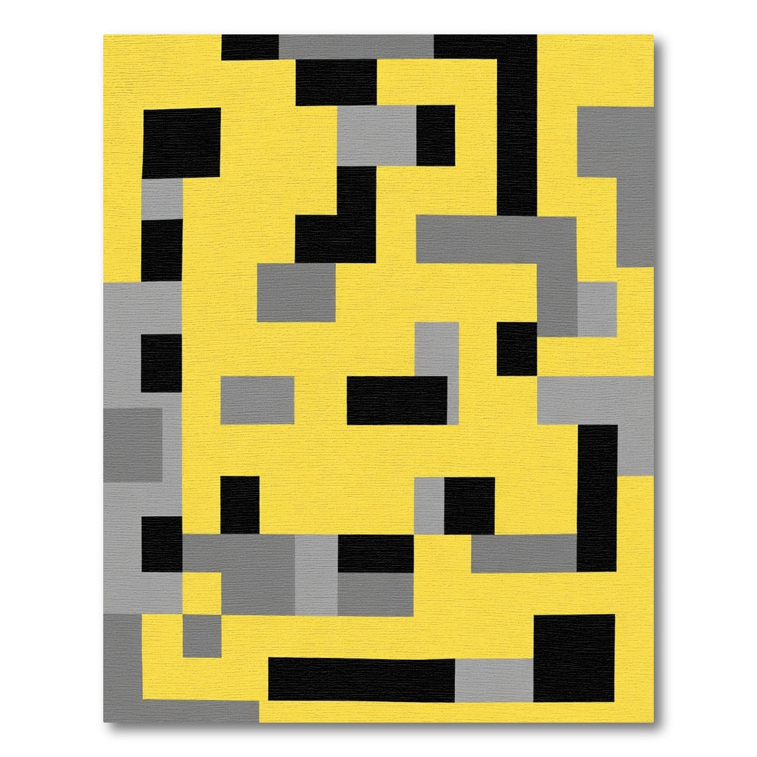Modern Yellow Gray Black Geometric Blocks Rug