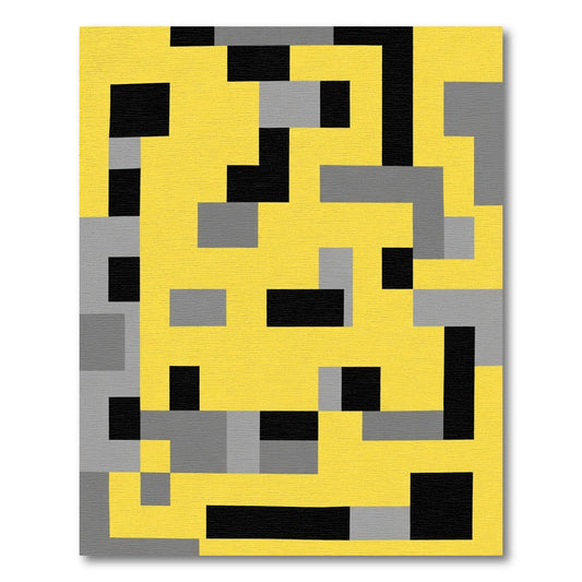 Modern Yellow Gray Black Geometric Blocks Rug