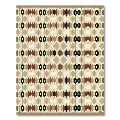 Earthy Geometric Diamond Medallion Rug