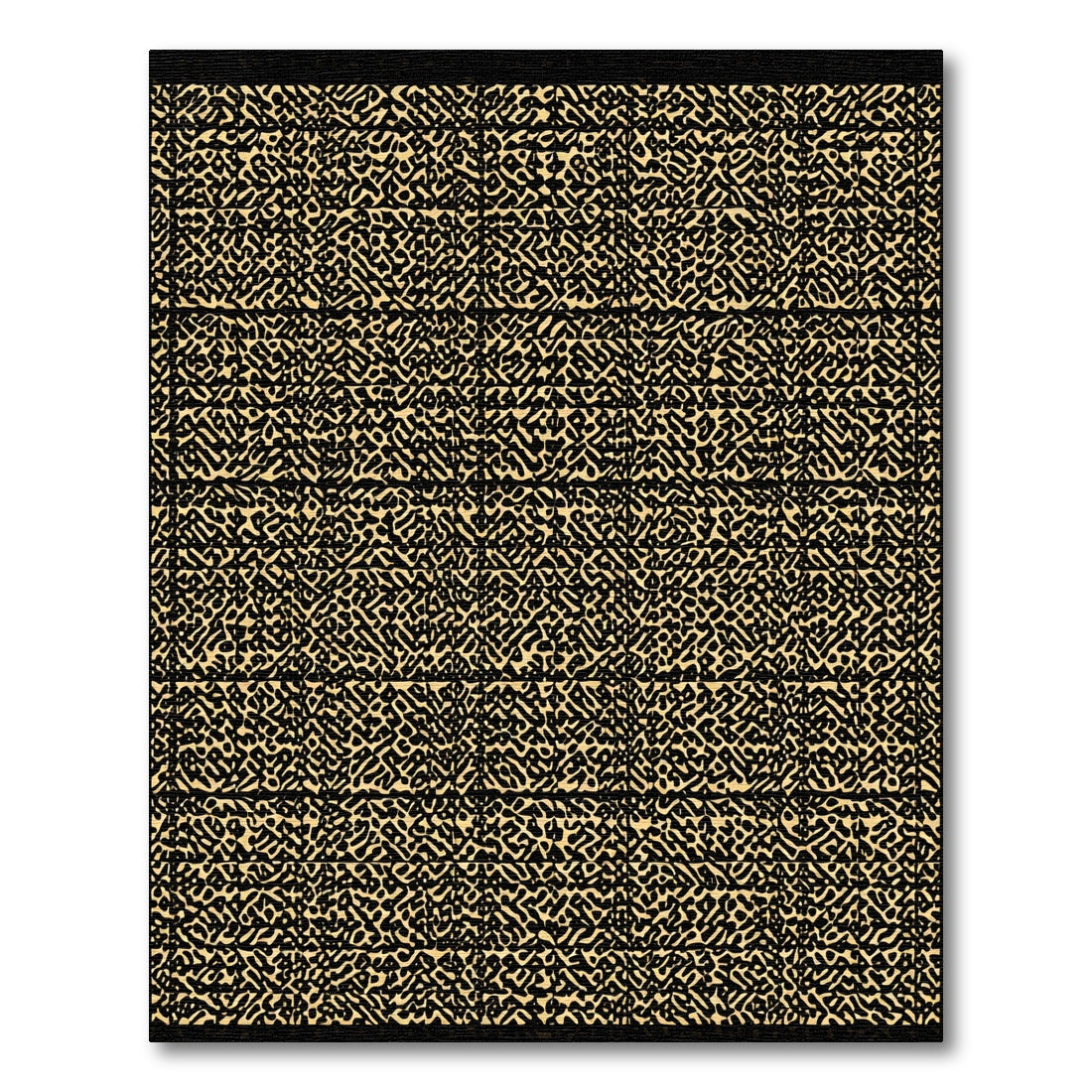 Golden Black Organic Abstract Rug