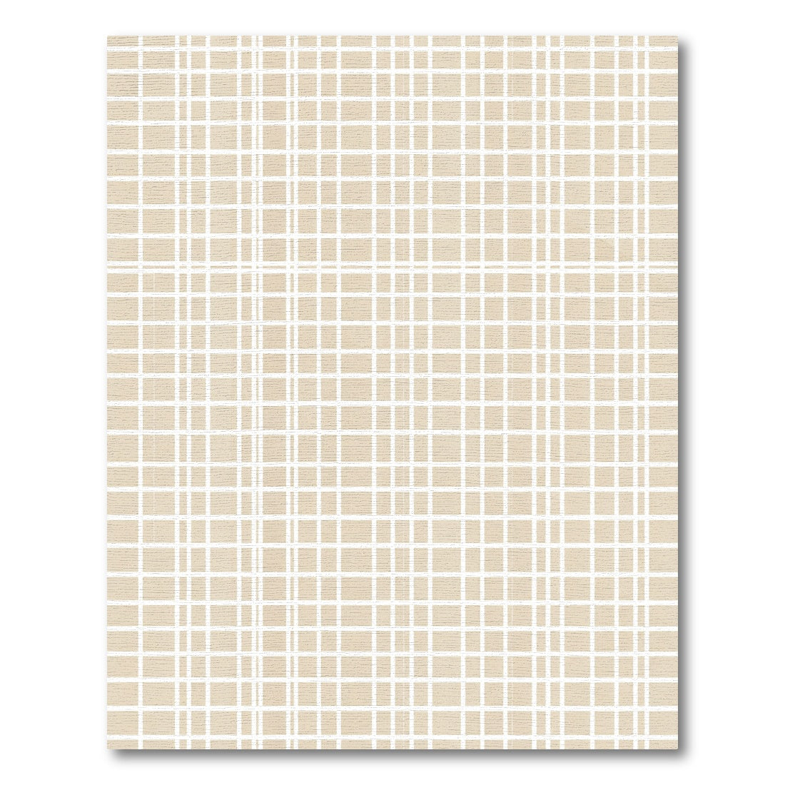 Tan White Grid Overlay Rug