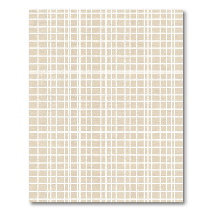 Tan White Grid Overlay Rug