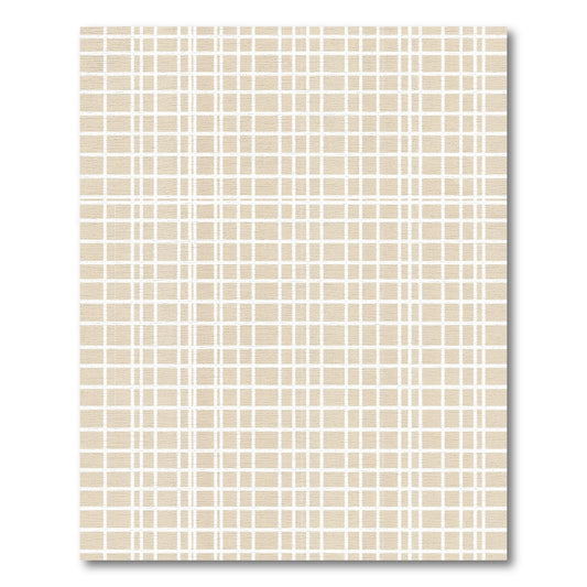 Tan White Grid Overlay Rug