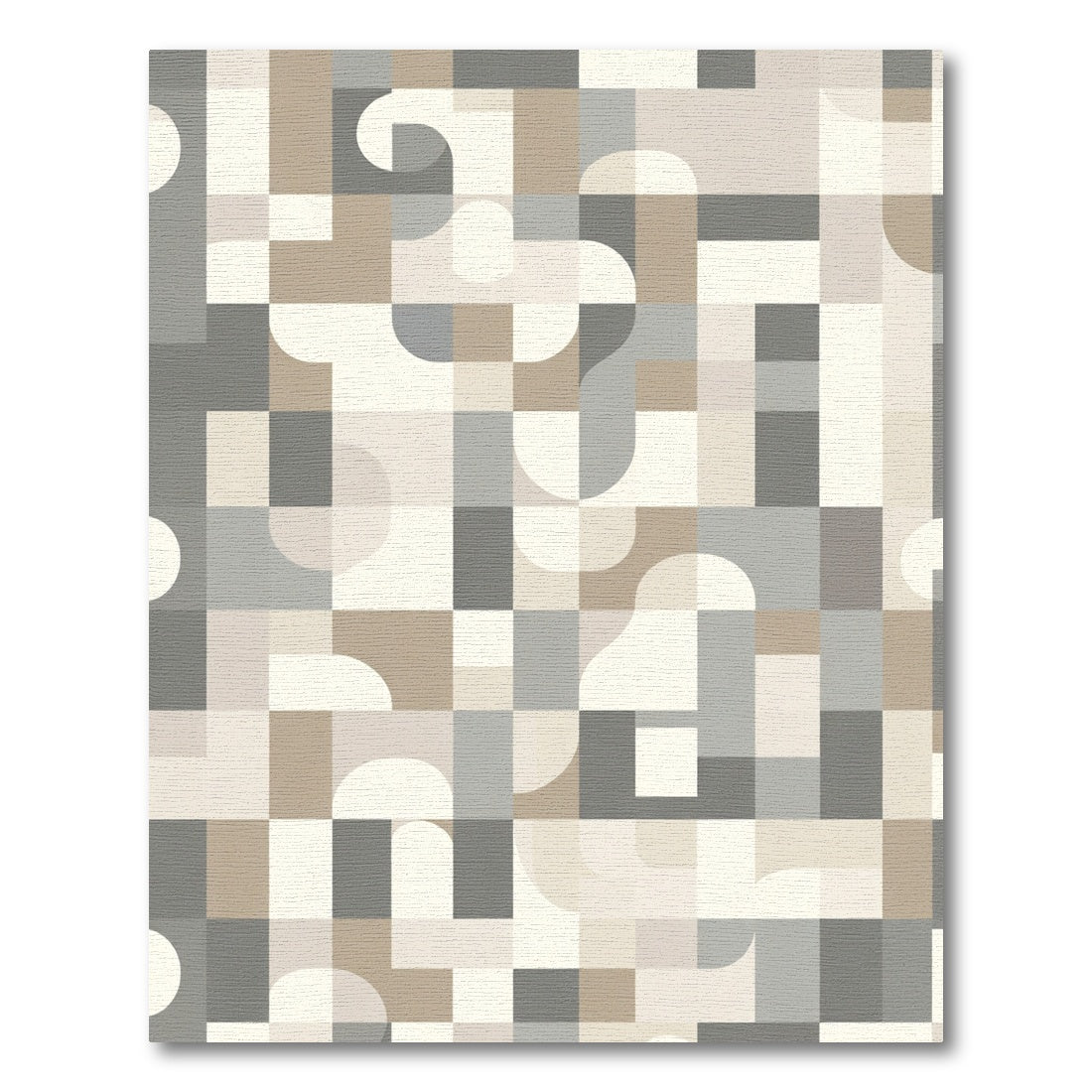 Cool Neutral Abstract Geometric Forms Rug