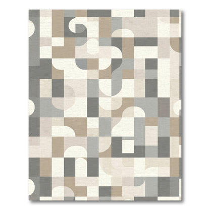 Cool Neutral Abstract Geometric Forms Rug