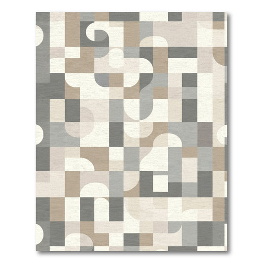 Cool Neutral Abstract Geometric Forms Rug