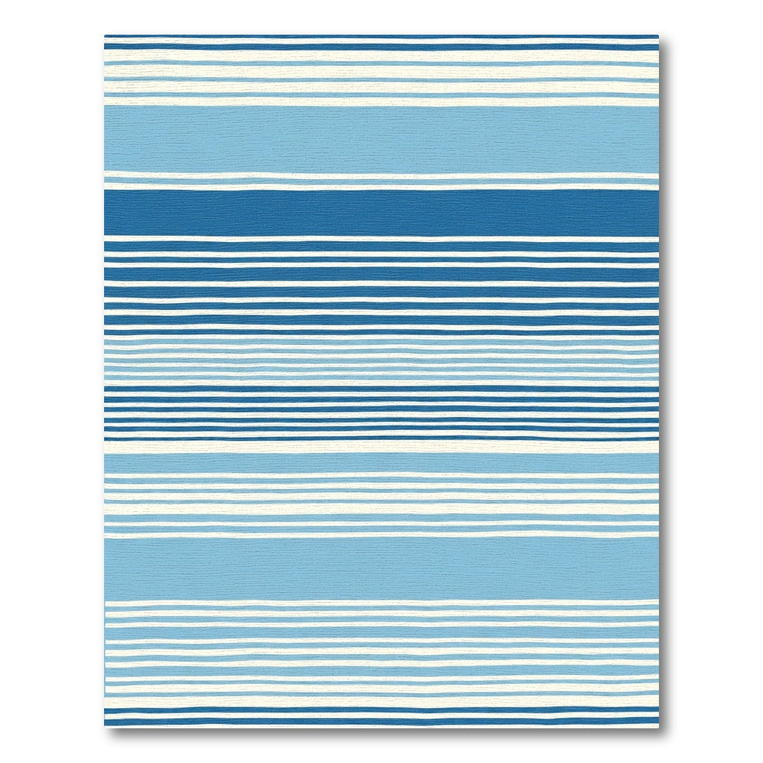 Ocean Blue White Handcrafted Stripes Rug