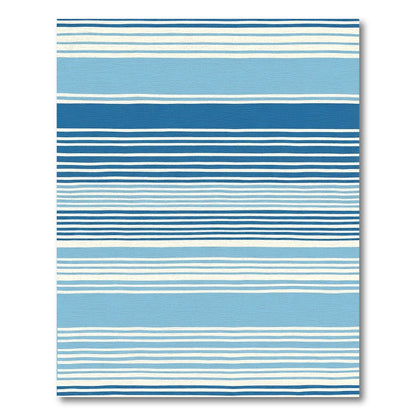 Ocean Blue White Handcrafted Stripes Rug