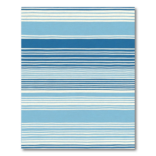 Ocean Blue White Handcrafted Stripes Rug