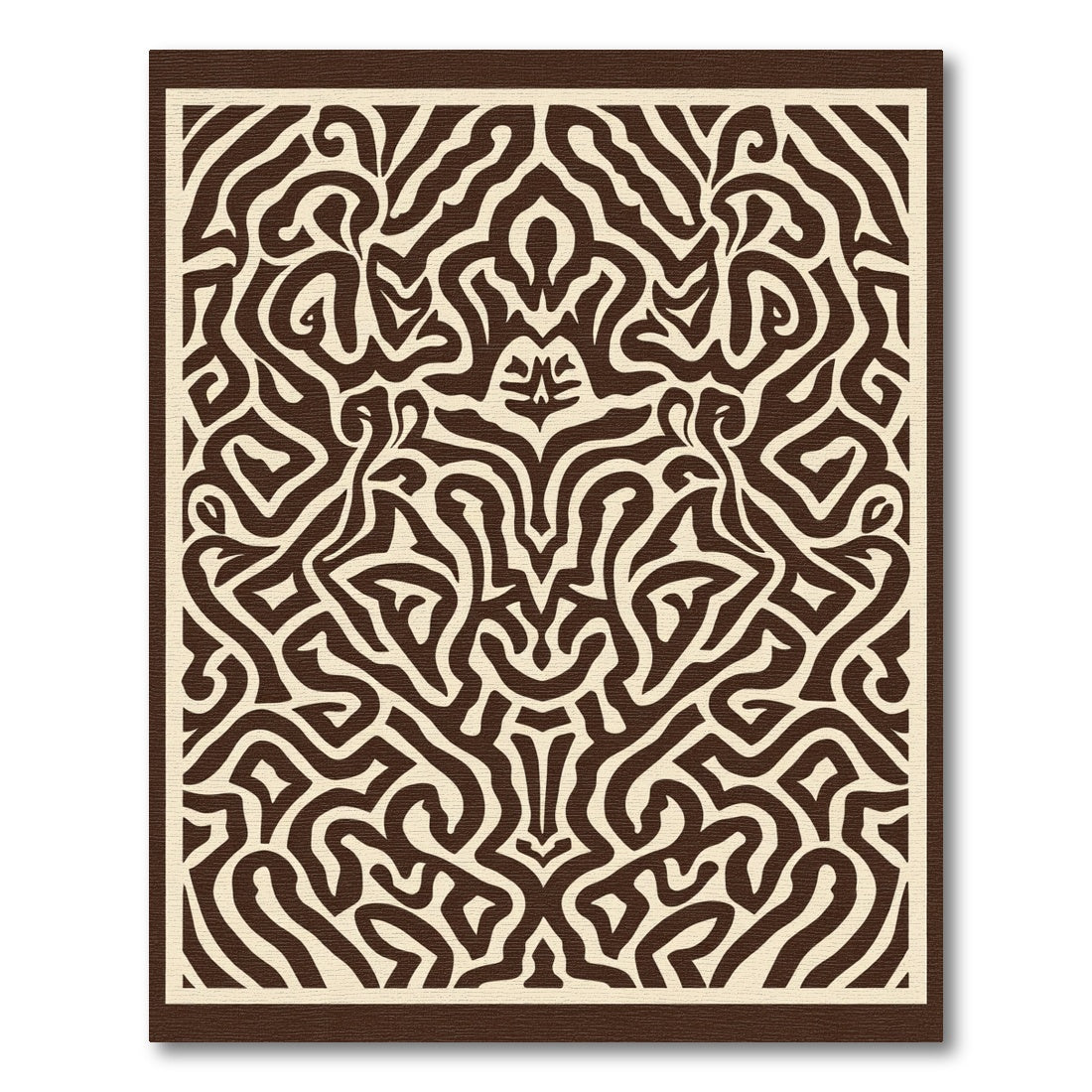 Brown and Cream Abstract Organic Flow Rug