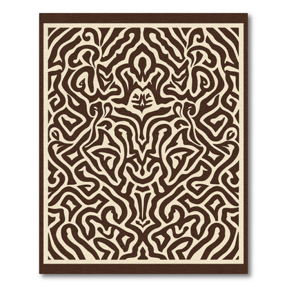 Brown and Cream Abstract Organic Flow Rug