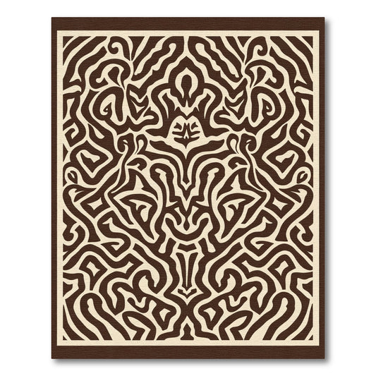 Brown and Cream Abstract Organic Flow Rug