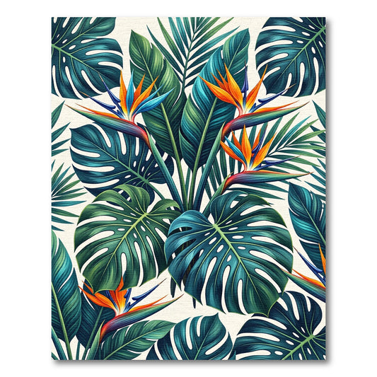 Lush Tropical Bird of Paradise Foliage Rug