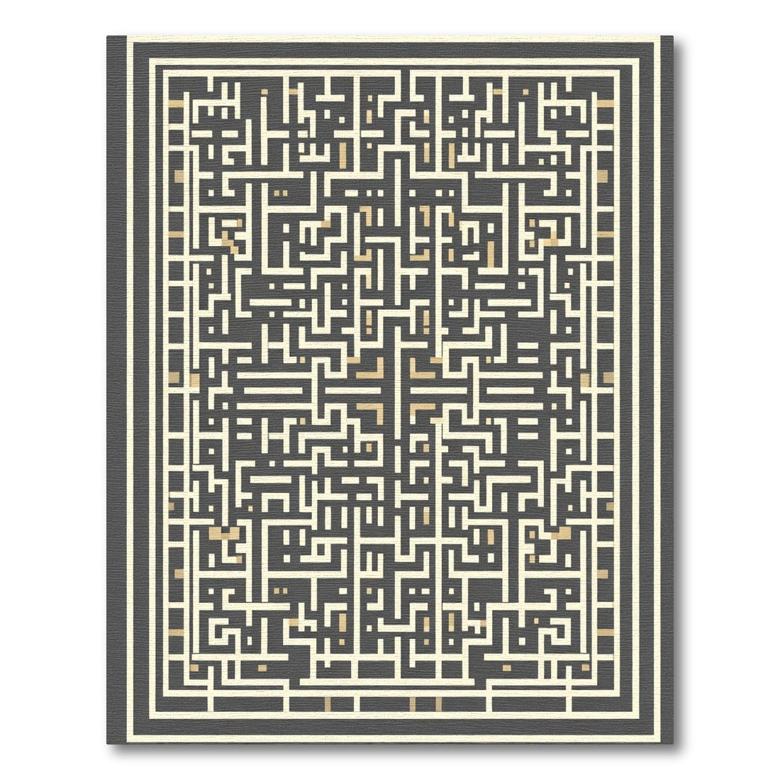 Dark Gray Labyrinth Geometric Maze Rug