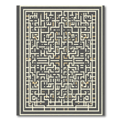 Dark Gray Labyrinth Geometric Maze Rug