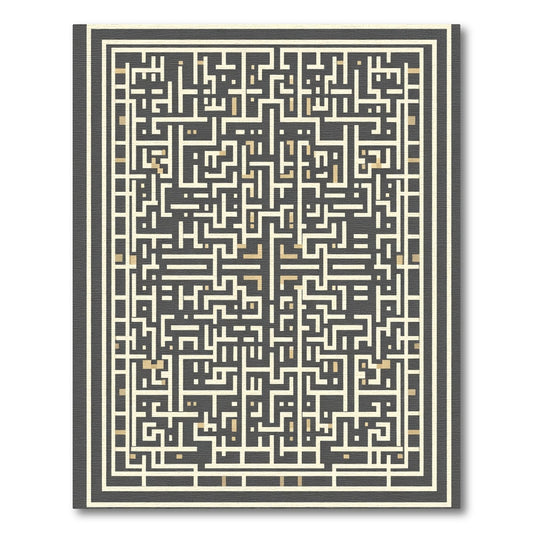 Dark Gray Labyrinth Geometric Maze Rug