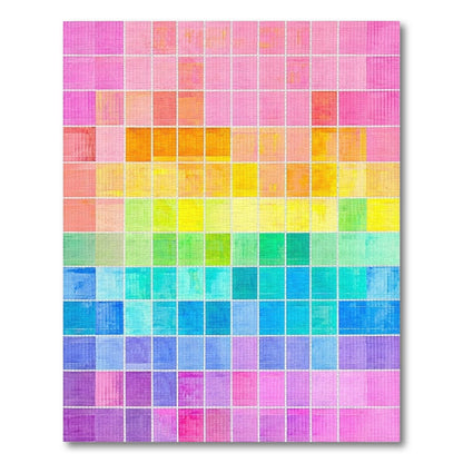 Pixelated Rainbow Gradient Grid Rug
