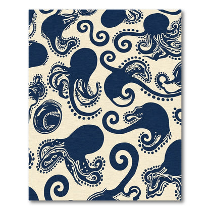 Navy Octopus Swirl Coastal Motif Rug