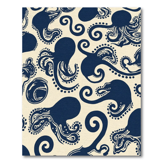 Navy Octopus Swirl Coastal Motif Rug