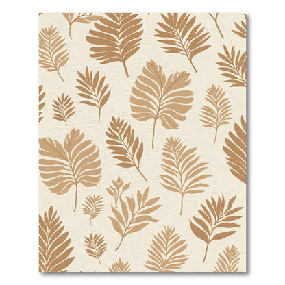 Tropical Palm Leaf Golden Beige Rug