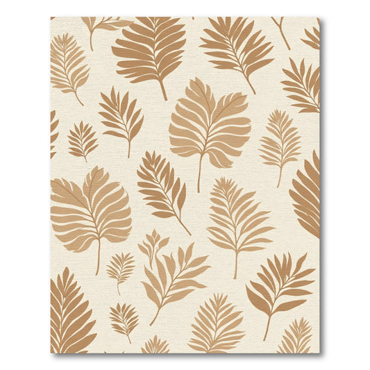 Tropical Palm Leaf Golden Beige Rug