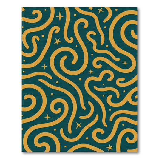Teal Gold Swirl Starry Night Rug