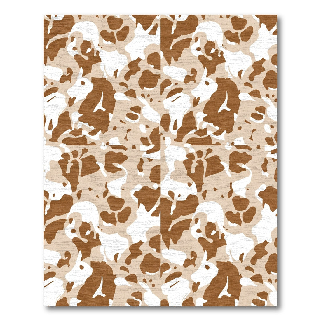 Camouflage Tan White Abstract Shapes Rug