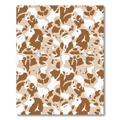 Camouflage Tan White Abstract Shapes Rug