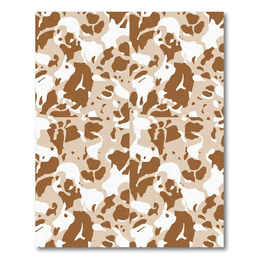 Camouflage Tan White Abstract Shapes Rug
