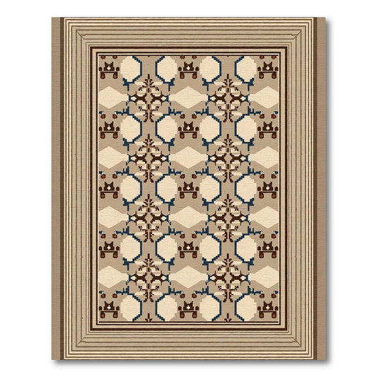 Geometric Brown Blue Hexagon Rug