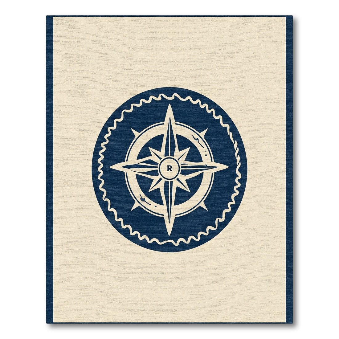 Navy Compass Rose Emblem Rug