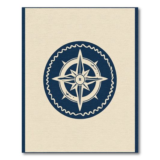 Navy Compass Rose Emblem Rug