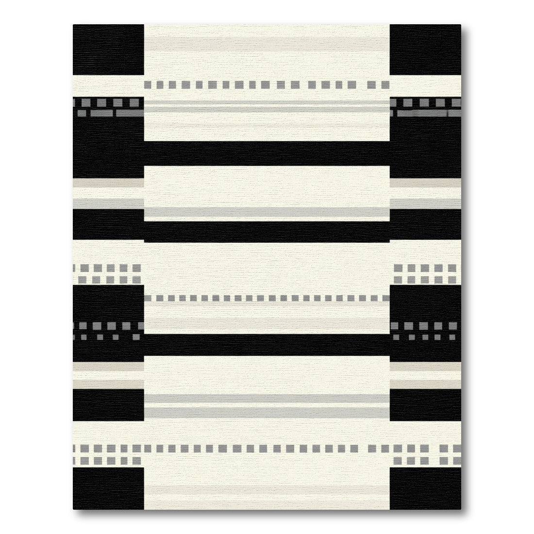 Black Cream Gray Pixel Stripe Rug