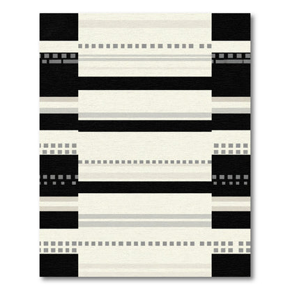 Black Cream Gray Pixel Stripe Rug