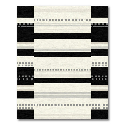 Black Cream Gray Pixel Stripe Rug